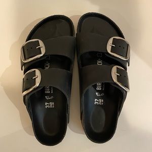 Black smooth leather Birkenstocks